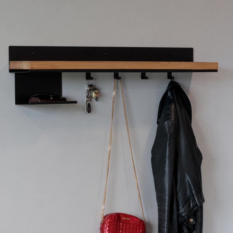 METALEN PLANK MET HAKEN "UPPSALA" MET HOUTEN AFWERKING