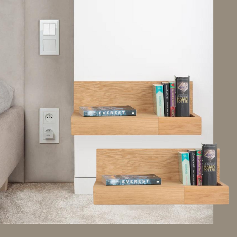 Set hangende Kelownia-planken voor bed